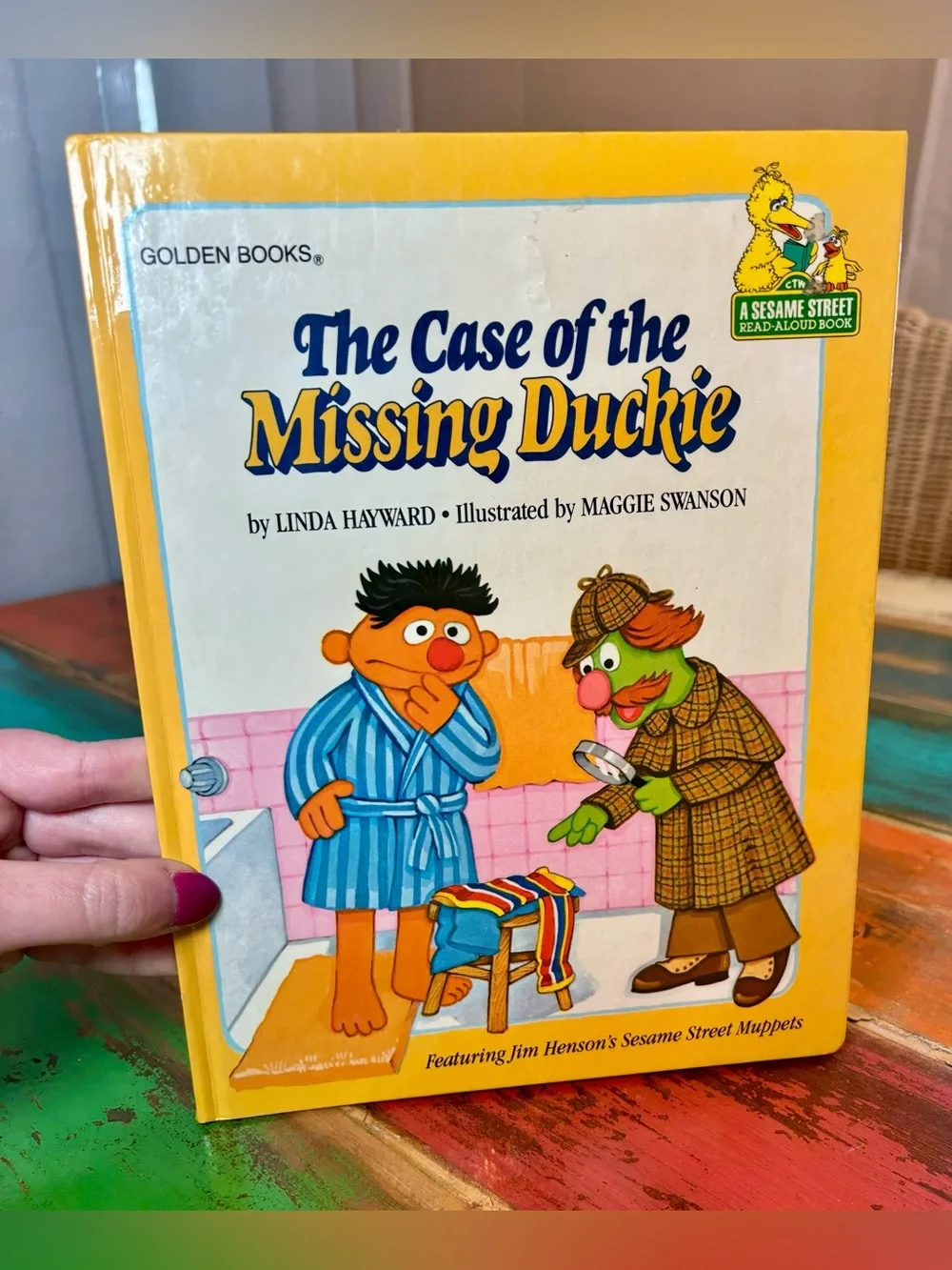 VTG Sesame Street Case of the Missing Duckie Golden Book Ernie 1981 Hardcover